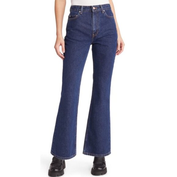 GANNI Betzy Slim Flare Jeans in Dark Blue Stone - Picture 1 of 4